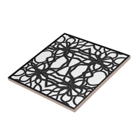 Met ritssluiting zwart op witte gebogen symmetrisc tegeltje (Zijkant)