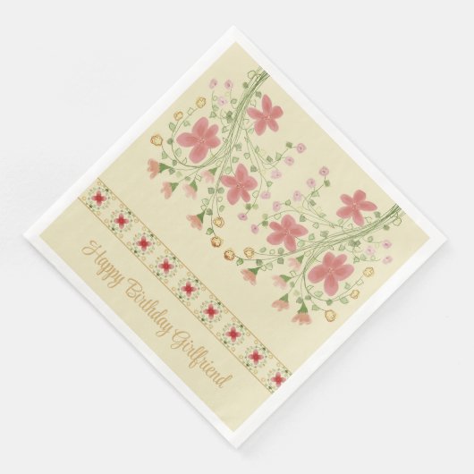 Met roze bloemige accenten servet (Hoek)