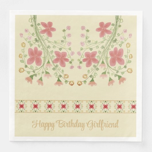 Met roze bloemige accenten servet (Voorkant)