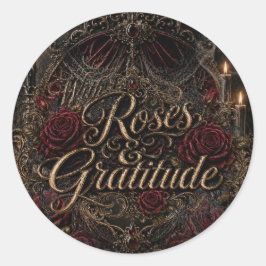 Met rozen en dankbaarheid Gothische Halloween-beda Ronde Sticker