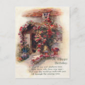 Met rozen overdekte cottage vintage 1920 verjaarda briefkaart (Voorkant)