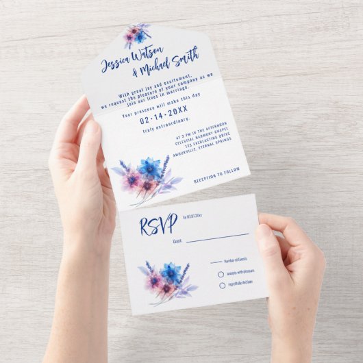 💍 met RSVP kaart Pastel Whispers Meadows (Afscheurbaar)