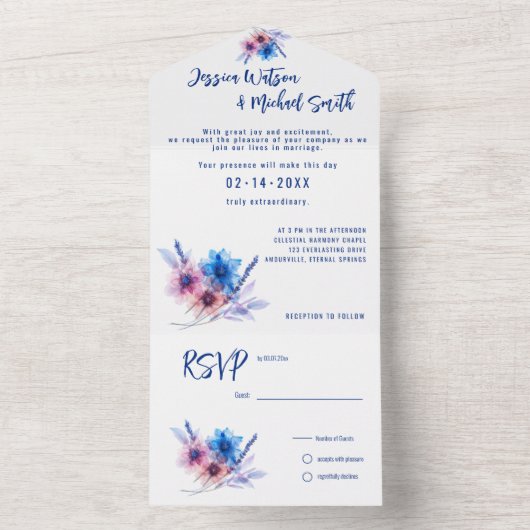 💍 met RSVP kaart Pastel Whispers Meadows (Binnen)