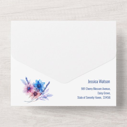 💍 met RSVP kaart Pastel Whispers Meadows (Achterkant)