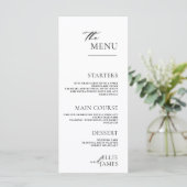 Met rug danku eenvoudige en moderne bruiloft menu (Staand voorkant)