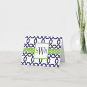 Met ruitmotief en grosgrain monogram notitiekaarte bedankkaart (Voorkant)