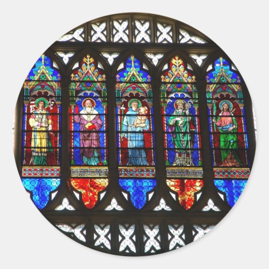 Met Saint Anthony bekleurde glazen ramen Ronde Sticker (Voorkant)