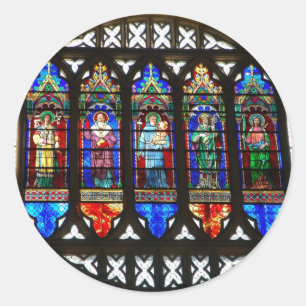 Met Saint Anthony bekleurde glazen ramen Ronde Sticker