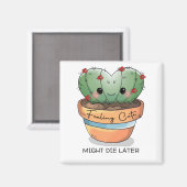 Met schattige cactus, sacharige rode bloem, pas je magneet (Voorkant / Achterkant)
