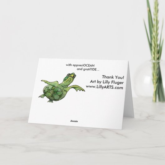 Met schildpad van het appreciOCEAN de groene zee Bedankkaart (Achterkant)