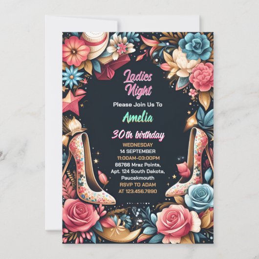 Met Schoen Stijlvolle Volwassen Dames Nacht 30e Ve Kaart (Voorkant)