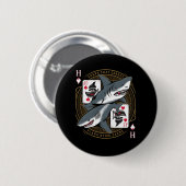 Met Shark speelkaarten Ronde Button 5,7 Cm (Voorkant /achterkant)