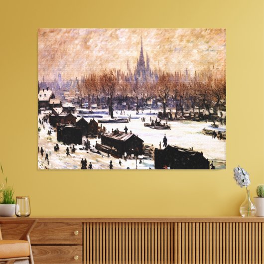 Met sneeuw bedekt Amsterdam Canvas Afdruk (Insitu (Woonkamer))