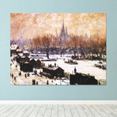 Met sneeuw bedekt Amsterdam Canvas Afdruk (Insitu (Houten vloer))