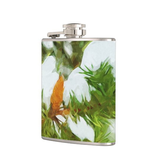 Met sneeuw bedekt Pine Abstract Impressionisme Heupfles (Links)