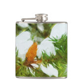 Met sneeuw bedekt Pine Abstract Impressionisme Heupfles (Voorkant)