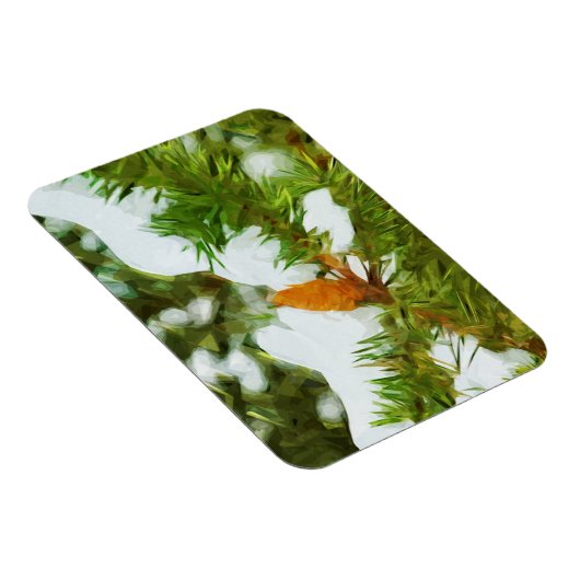Met sneeuw bedekt Pine Abstract Impressionisme Magneet (Rechterzijde)