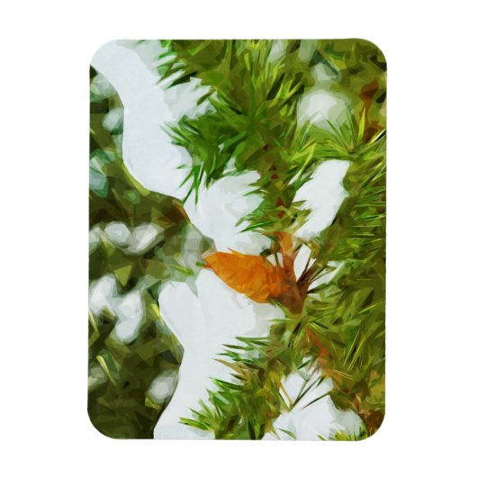Met sneeuw bedekt Pine Abstract Impressionisme Magneet (Verticaal)