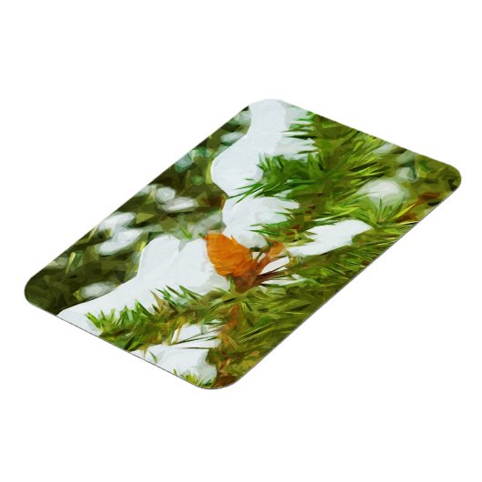 Met sneeuw bedekt Pine Abstract Impressionisme Magneet (Linkerzijde)