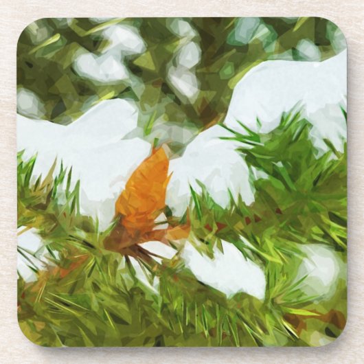 Met sneeuw bedekt Pine Abstract Impressionisme Onderzetter (Voorkant)