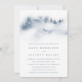 met sneeuw bedekt | Snowy Mountain Winter Wedding Kaart (Voorkant)