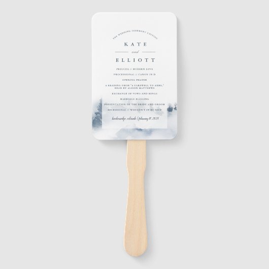 met sneeuw bedekt | Winter Waterverf bruiloft prog Handwaaier (Voorkant)