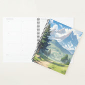 Met sneeuw bedekte bergen en weelderig groen bos planner (Display)