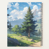 Met sneeuw bedekte bergen en weelderig groen bos planner (Achterkant)