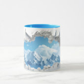 met sneeuw bedekte bergpiek uitgesneden keramische mok (Midden)