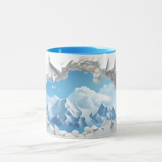 met sneeuw bedekte bergpiek uitgesneden keramische mok (Midden)