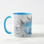 met sneeuw bedekte bergpiek uitgesneden keramische mok (Links)