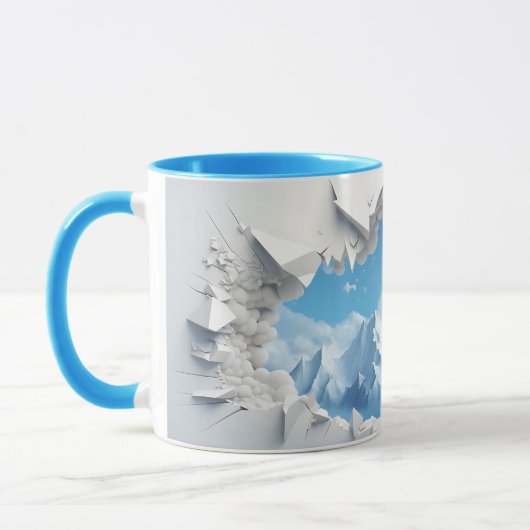 met sneeuw bedekte bergpiek uitgesneden keramische mok (Links)