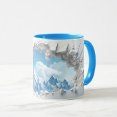met sneeuw bedekte bergpiek uitgesneden keramische mok (Voorkant rechts)