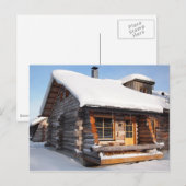 Met sneeuw bedekte blokhut in het briefkaart Lapla (Voorkant / Achterkant)