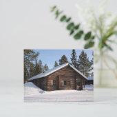 Met sneeuw bedekte blokhut in het briefkaart Lapla (Staand voorkant)