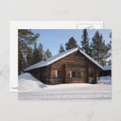 Met sneeuw bedekte blokhut in het briefkaart Lapla (Voorkant / Achterkant)
