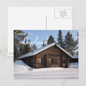 Met sneeuw bedekte blokhut in Lapland text briefka Briefkaart (Voorkant / Achterkant)