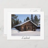 Met sneeuw bedekte blokhut in Lapland text briefka Briefkaart (Voorkant / Achterkant)