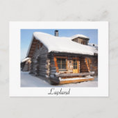 Met sneeuw bedekte blokhut in Lapland White briefk Briefkaart (Voorkant)