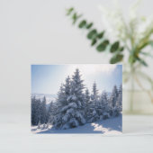 Met sneeuw bedekte bomen en bergen briefkaart (Staand voorkant)