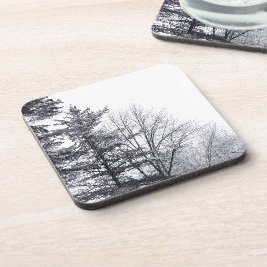 Met sneeuw bedekte bomen: horizontaal bier onderzetter (Linkerzijde)