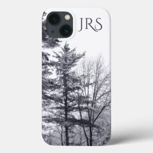 Met sneeuw bedekte bomen met monogram Case-Mate iPhone case