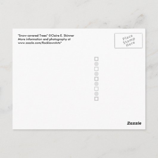 Met sneeuw bedekte bomen: verticaal briefkaart (Achterkant)