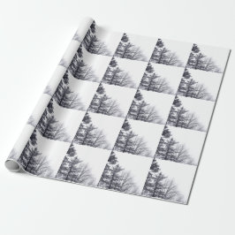 Met sneeuw bedekte bomen: verticaal cadeaupapier