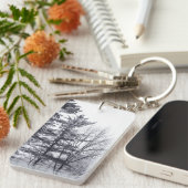 Met sneeuw bedekte bomen: verticaal sleutelhanger (Voorkant Rechts)