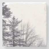 Met sneeuw bedekte bomen: verticaal stenen onderzetter (Voorkant)