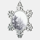 Met sneeuw bedekte bomen: verticaal tin sneeuwvlok ornament (Rechts)