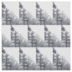 Met sneeuw bedekte bomen Winter Photo Fabric Stof