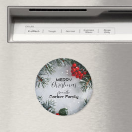 Met sneeuw bedekte dennen, Holly Berries, niet-fot Magneet