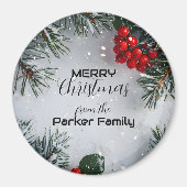 Met sneeuw bedekte dennen, Holly Berries, niet-fot Magneet (Voorkant)